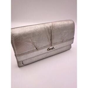 COACH Metallic SIlver Long Wallet, Preloved